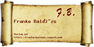 Franke Balázs névjegykártya